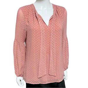 Black Rainn Blouse Top Medium Swiss Dot Mauve